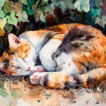 Pictură pe numere cu o pisică care doarme