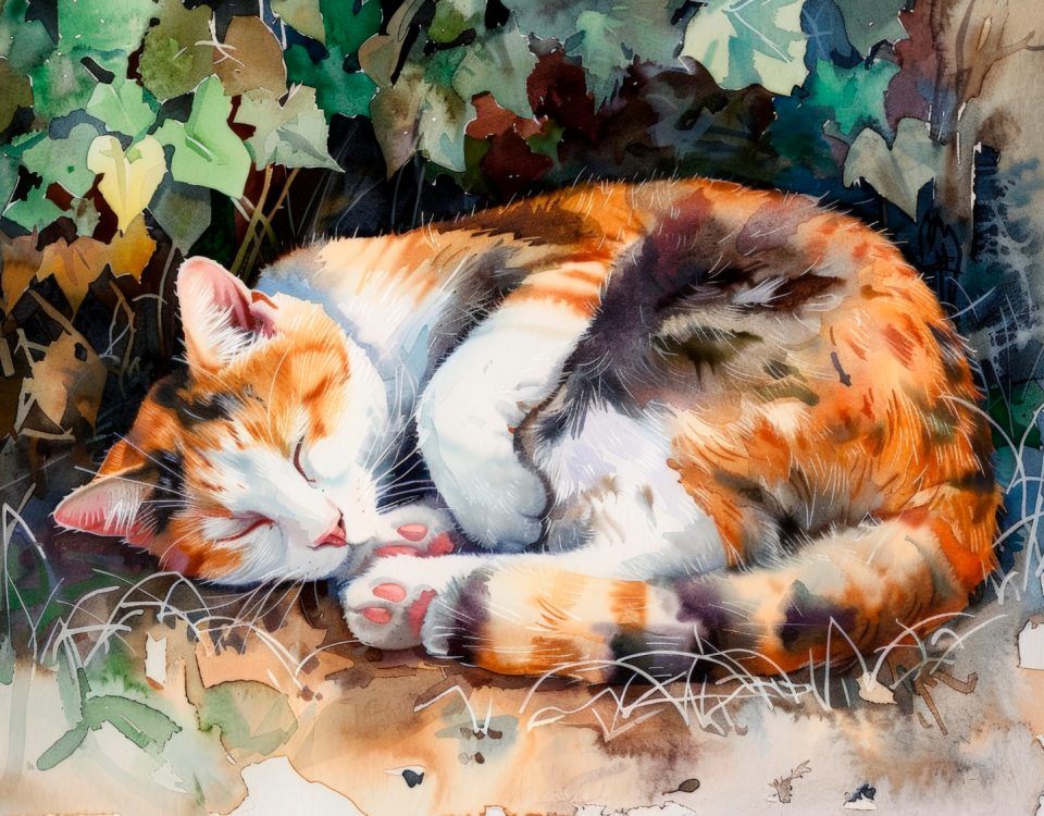 Pictură pe numere cu o pisică care doarme